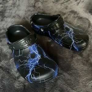 Crocs Lightning Black Shoes - 7 Mens 9 Womens - Blue, White - Like New